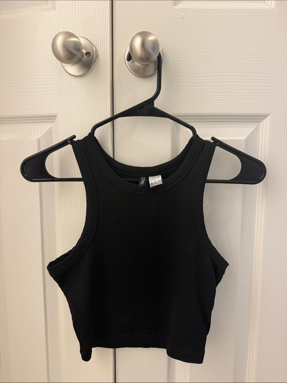 Black Ribbed Cropped Crop Top - Women's